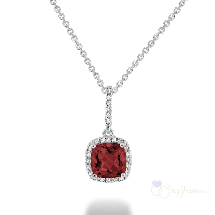 Cushion Cut Precious Stone & Diamond Halo Pendant-RNB Jewellery