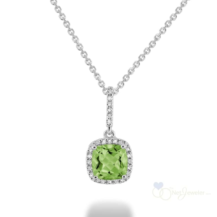 Cushion Cut Precious Stone & Diamond Halo Pendant-RNB Jewellery