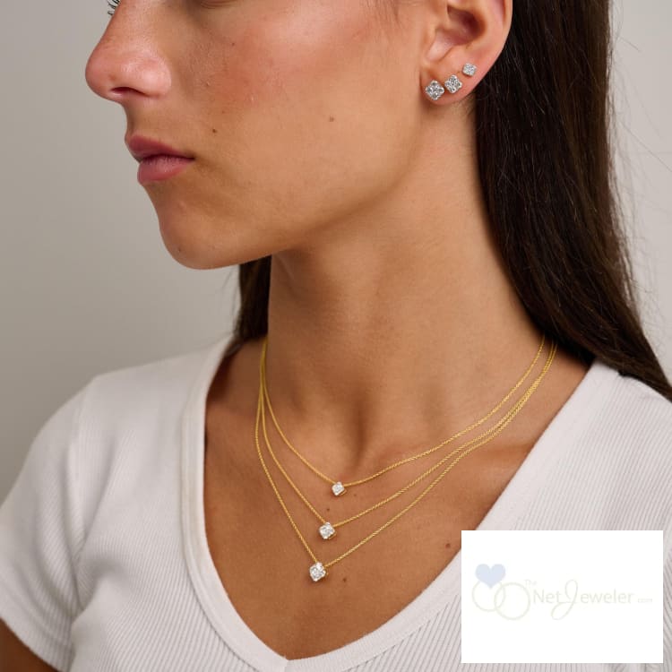 Cushion Diamond Pendant - Necklaces