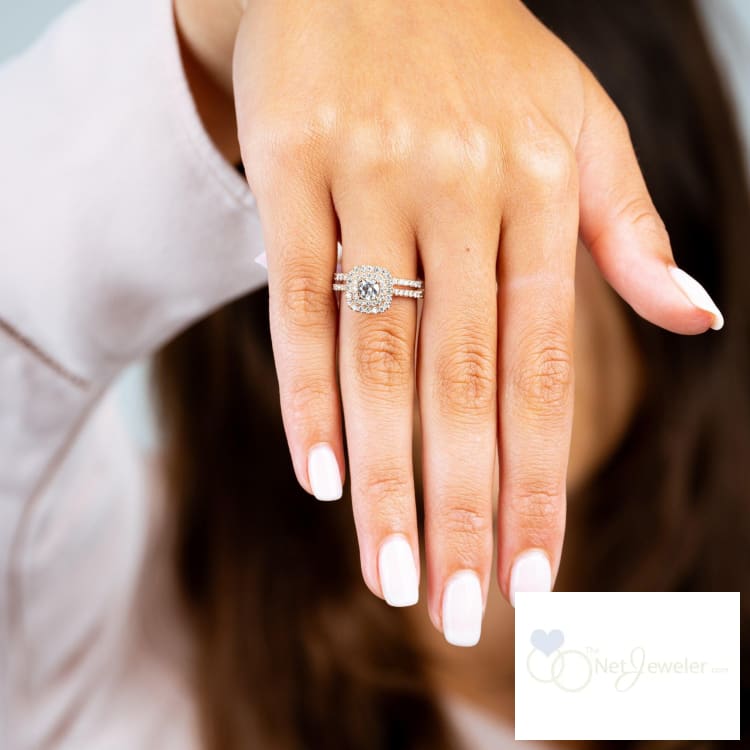 Cushion Double Halo Diamond Engagement Ring-RNB Jewellery
