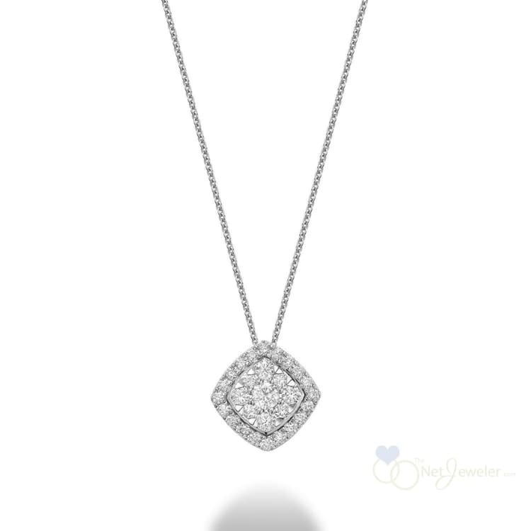 Cushion Shape Pave Halo Diamond Pendant-RNB Jewellery