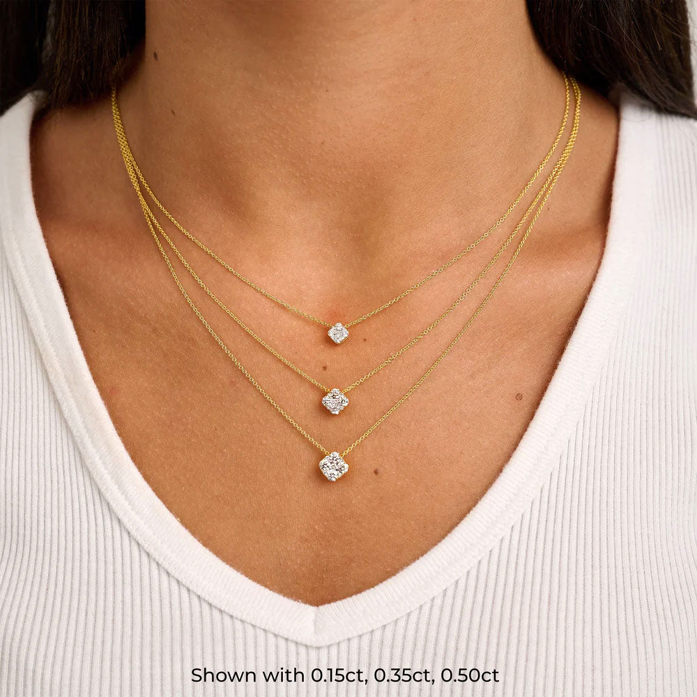 Cushion Diamond Necklace 14K Gold - TheNetJeweler