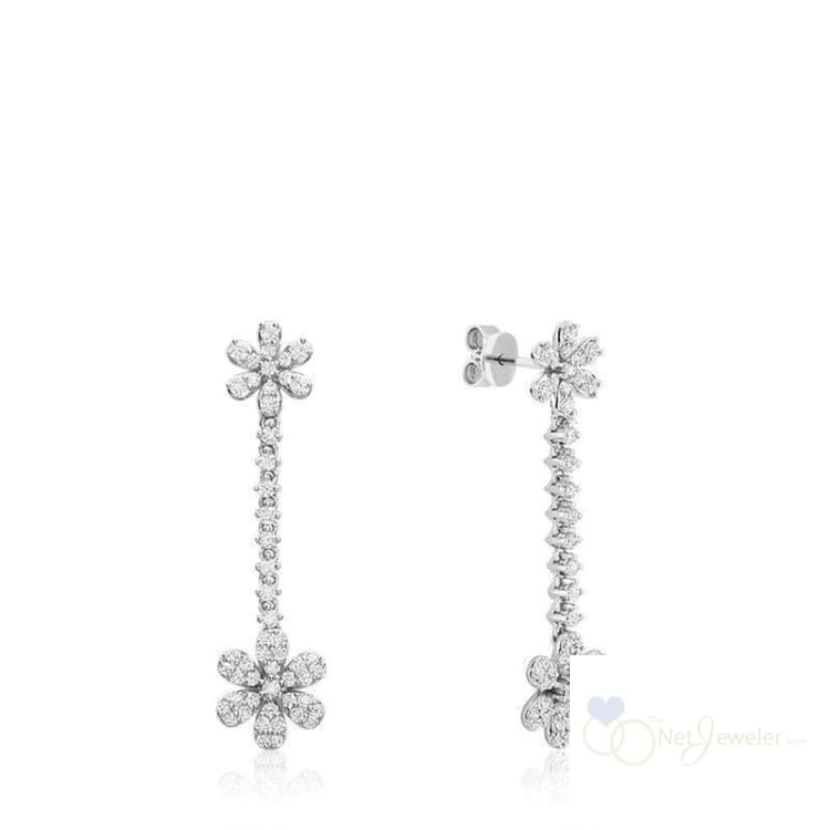 Dangle Flower Diamond Earrings-RNB Jewellery