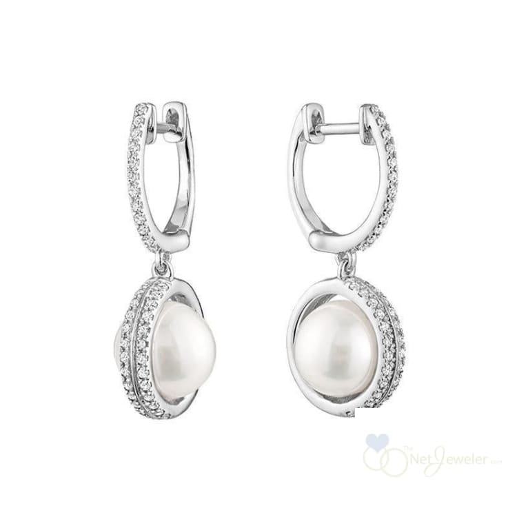 Dangle Pearl & Diamond Earrings-RNB Jewellery