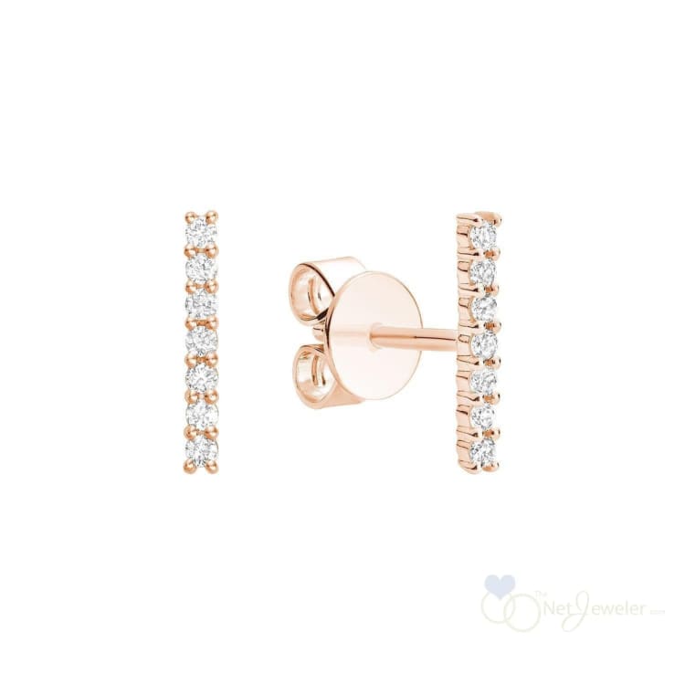 Diamond Bar Stud Earrings-RNB Jewellery