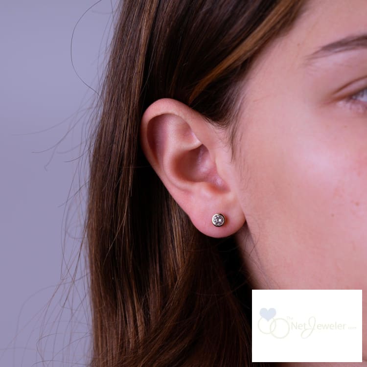 Diamond Bezel Stud Earrings - Earrings