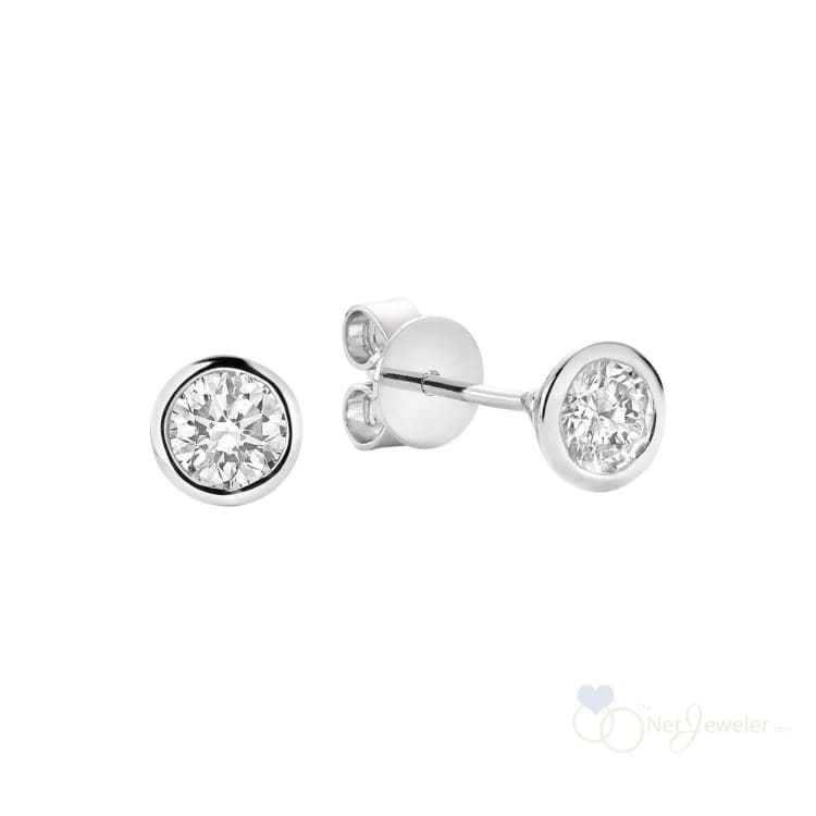 Diamond Bezel Stud Earrings - White Gold / 3.3MM- 0.10CTDI / Closeout - Earrings
