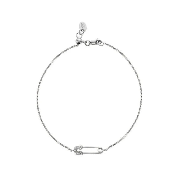 Diamond Safety Pin Chain Bracelet 14 Karat Gold - thenetjeweler