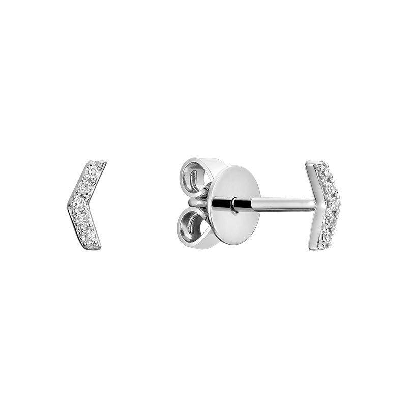 10k Gold Chevron Diamond Stud Earrings - Thenetjeweler
