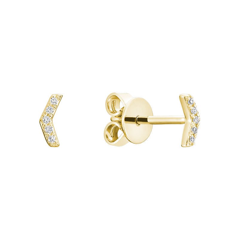 10k Gold Chevron Diamond Stud Earrings - Thenetjeweler