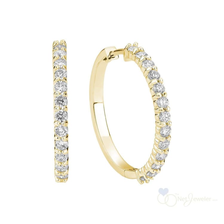 Diamond Loop Earrings - Yellow Gold / 17MM - 0.50CTDI / Closeout - Earrings