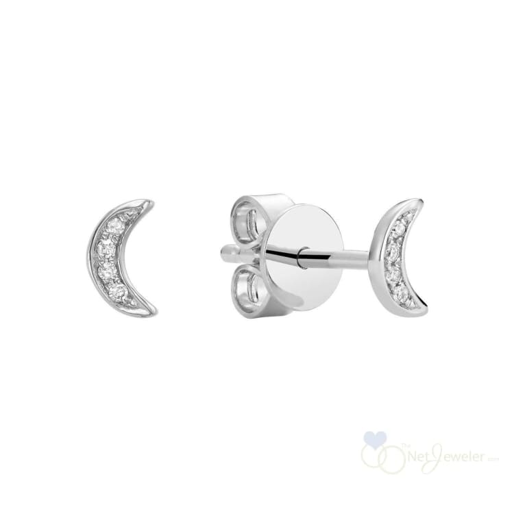 Diamond Moon Stud Earrings-RNB Jewellery