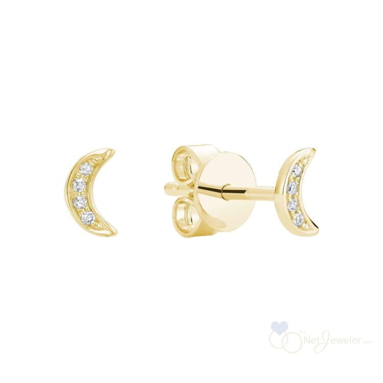 Diamond Moon Stud Earrings-RNB Jewellery