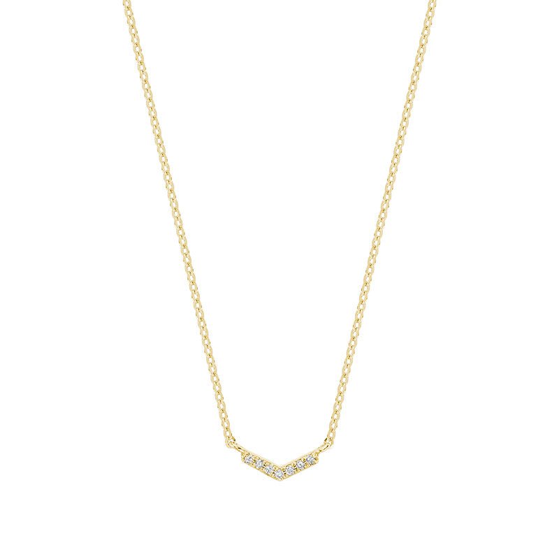 10K Gold Mini Diamond Chevron Necklace