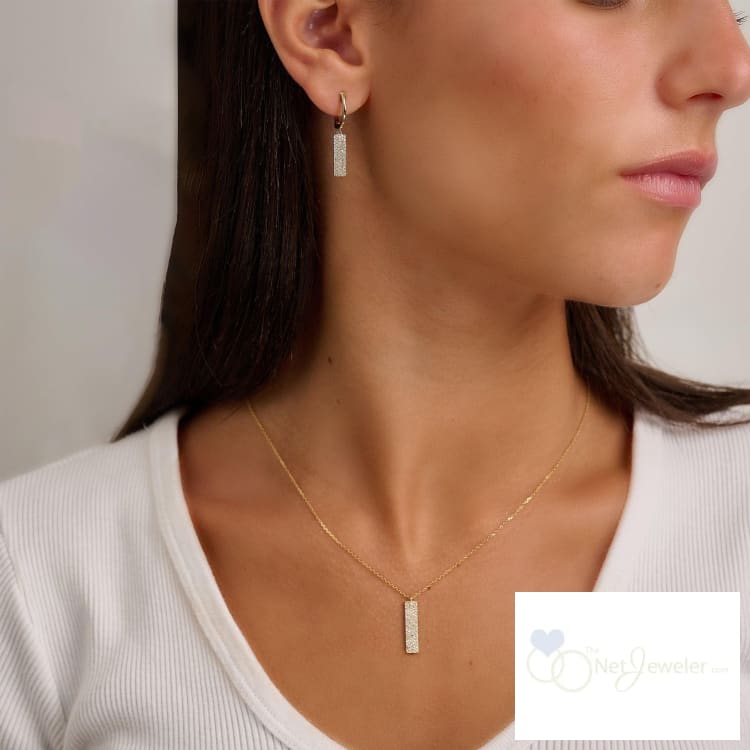 Diamond Pave Bar Necklace 14K - Thenetjeweler