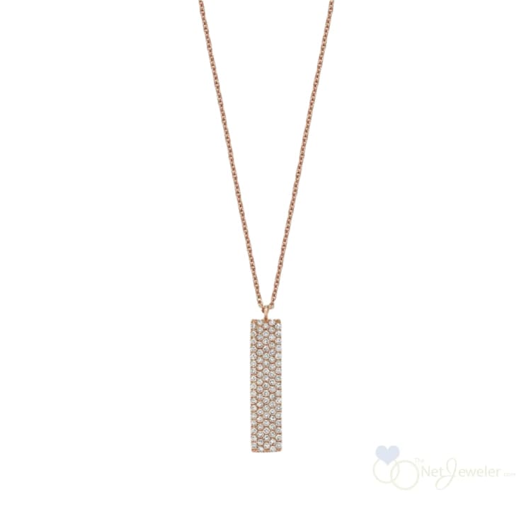 Diamond Pave Bar Necklace 14K - Thenetjeweler