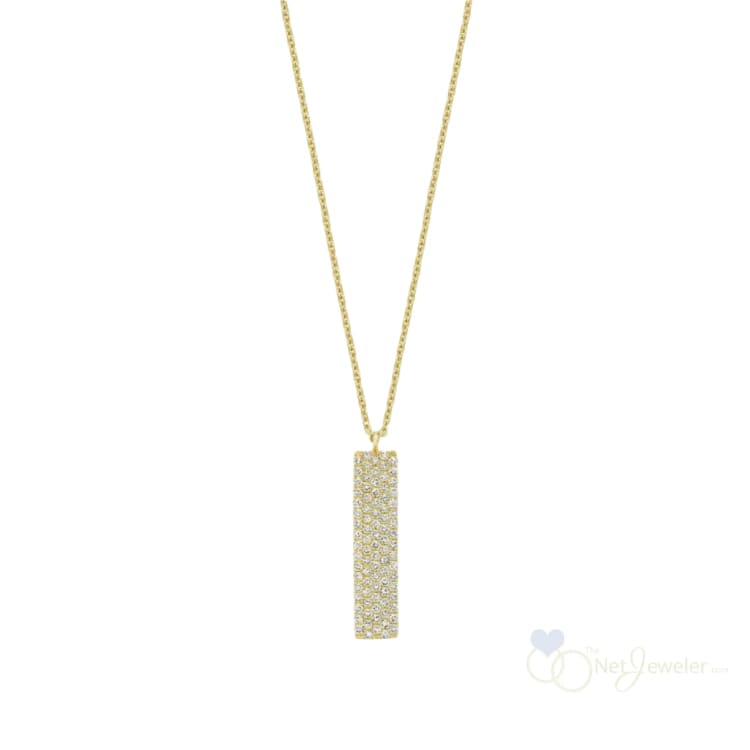 Diamond Pave Bar Necklace 14K - Thenetjeweler