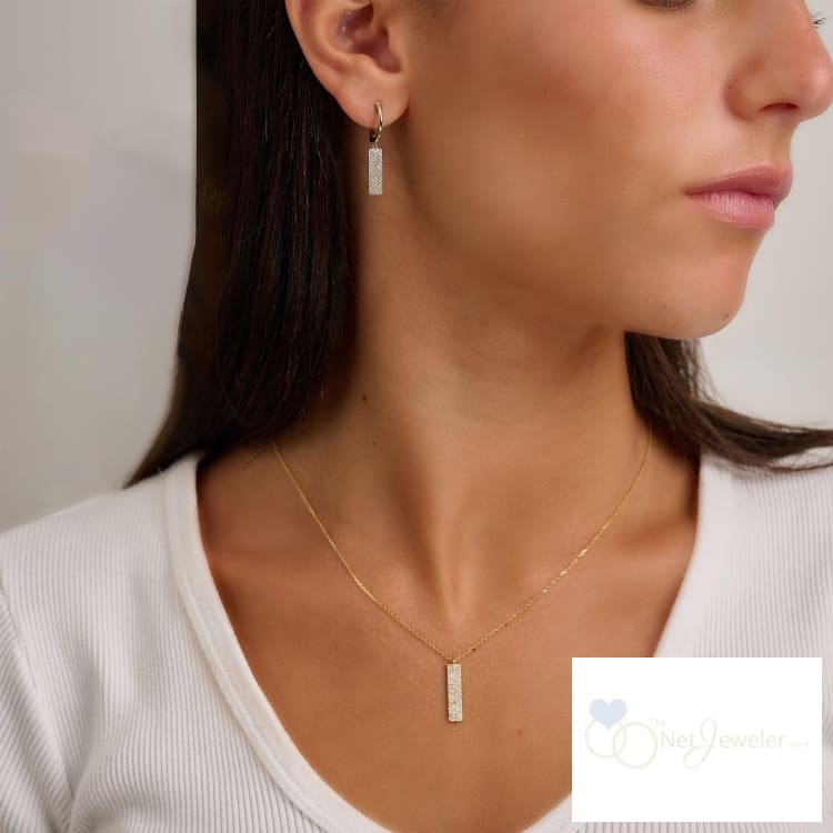 Diamond Pave Dangling Hoop Earrings - Thenetjeweler