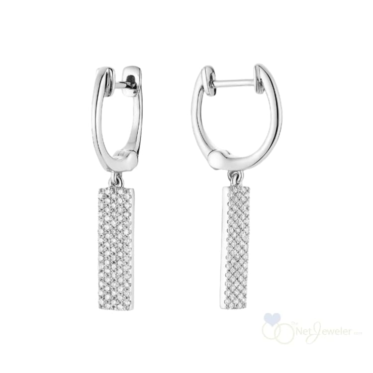 Diamond Pave Dangling Hoop Earrings - Thenetjeweler