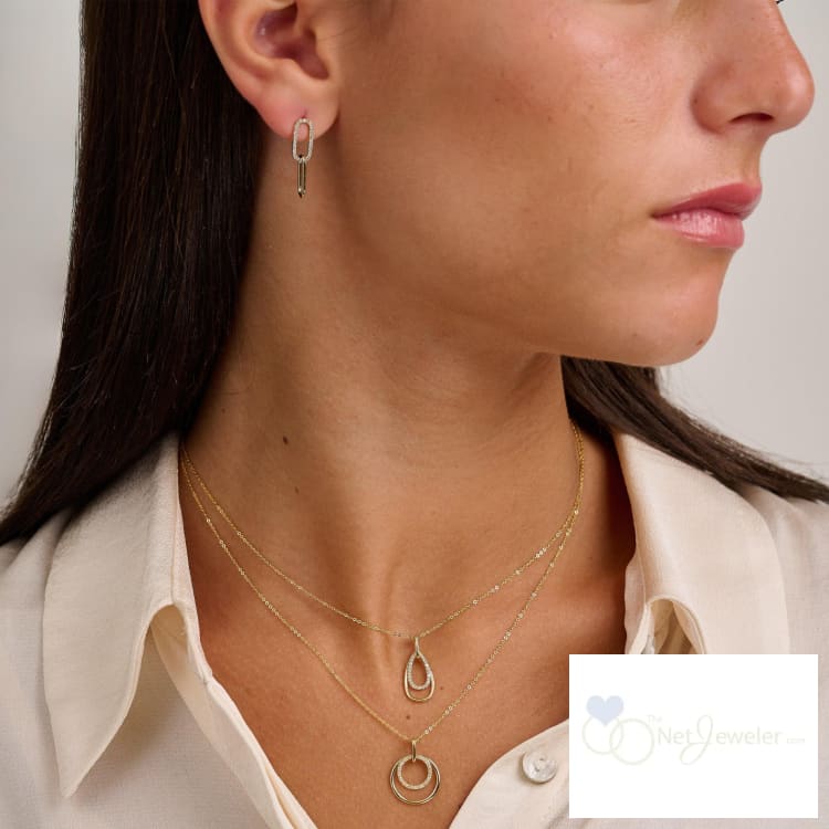 Diamond Stud Paper-Clip Dangle Earrings-Thenetjeweler
