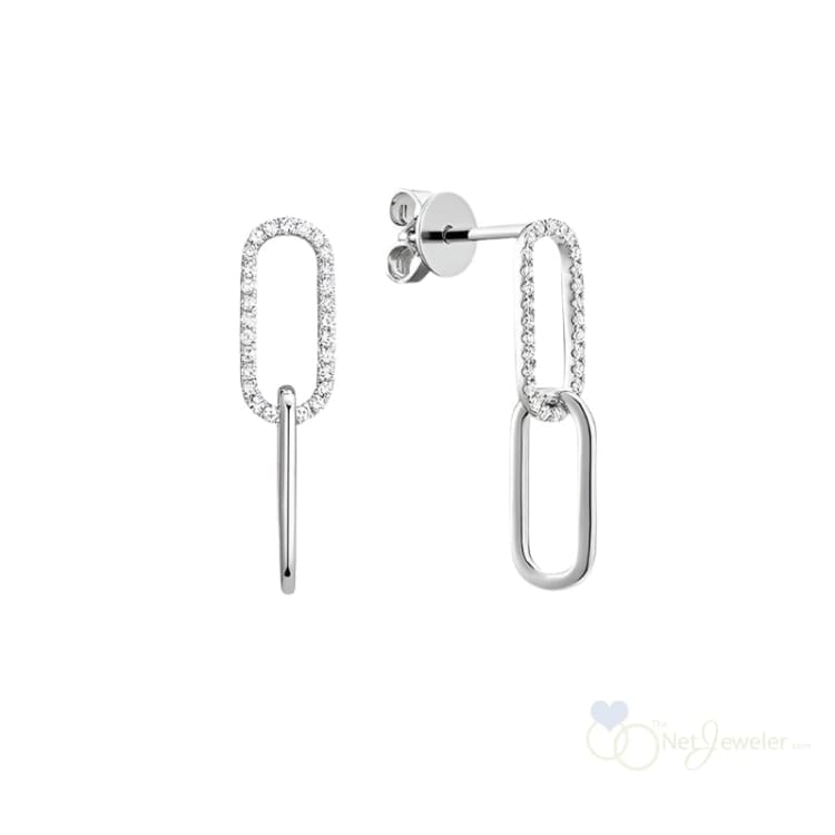 Diamond Stud Paper-Clip Dangle Earrings-Thenetjeweler