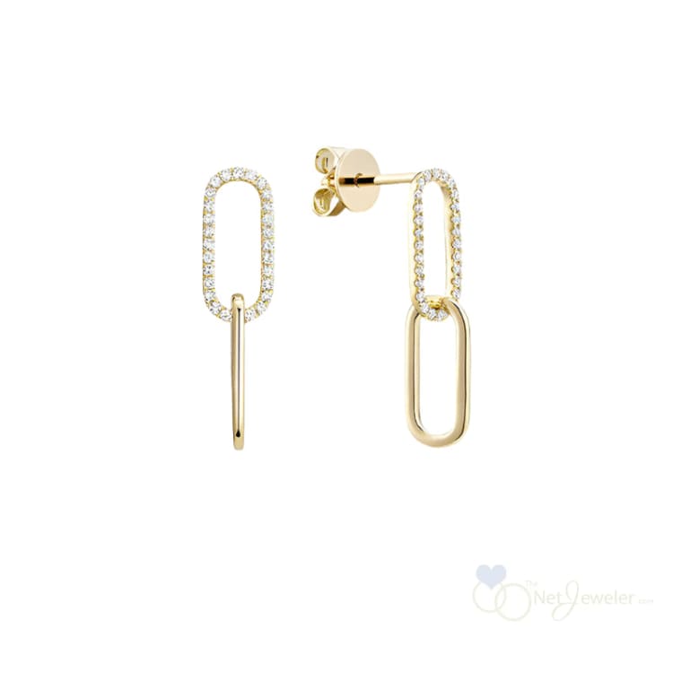 Diamond Stud Paper-Clip Dangle Earrings-Thenetjeweler