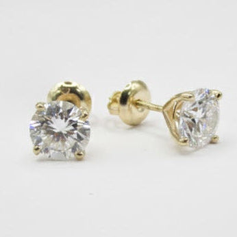 2-carat total weight, VVS EF Lab Grown Diamond Solitaire Stud Earrings set in 14K Gold - Thenetjeweler
