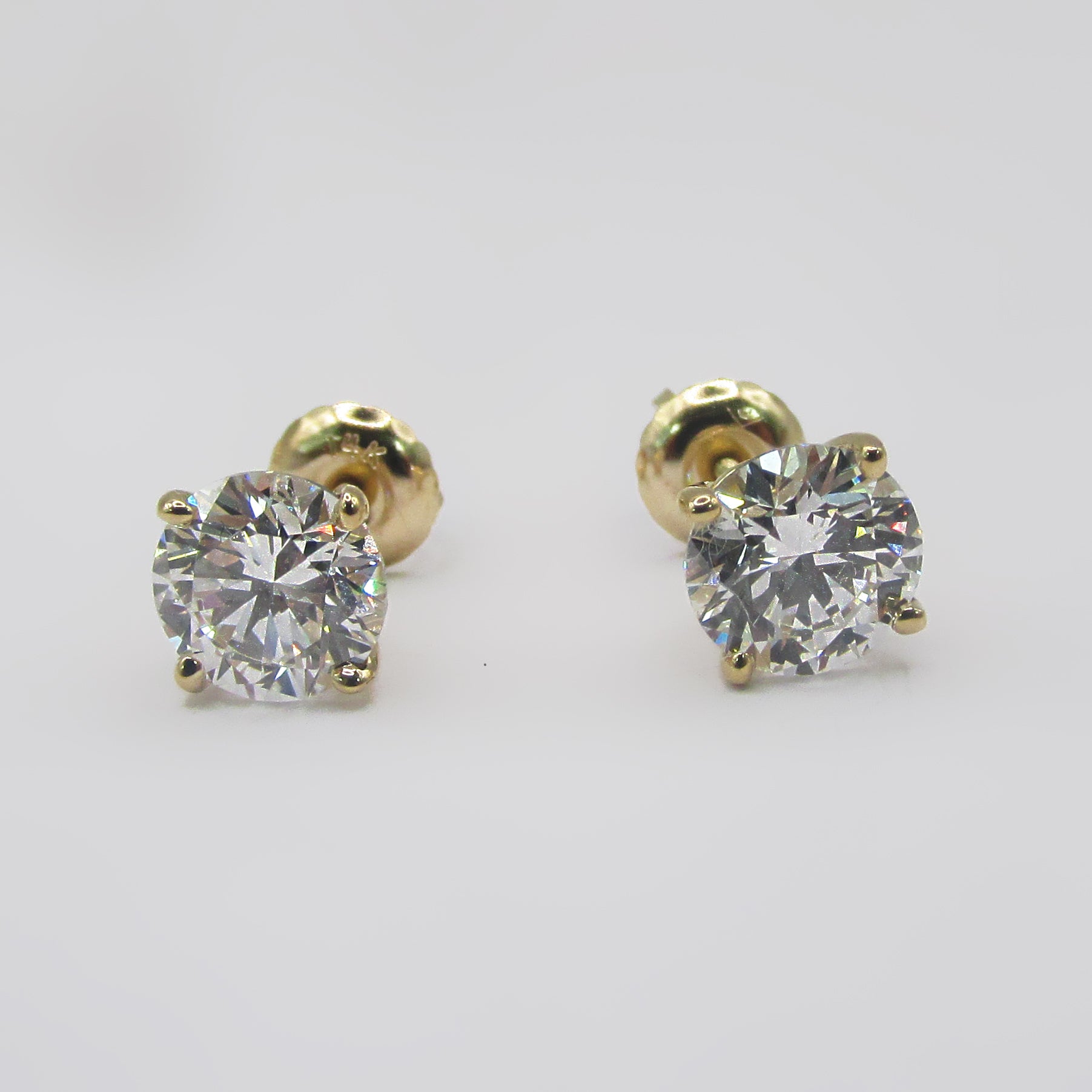 2-carat total weight, VVS EF Lab Grown Diamond Solitaire Stud Earrings set in 14K Gold - Thenetjeweler