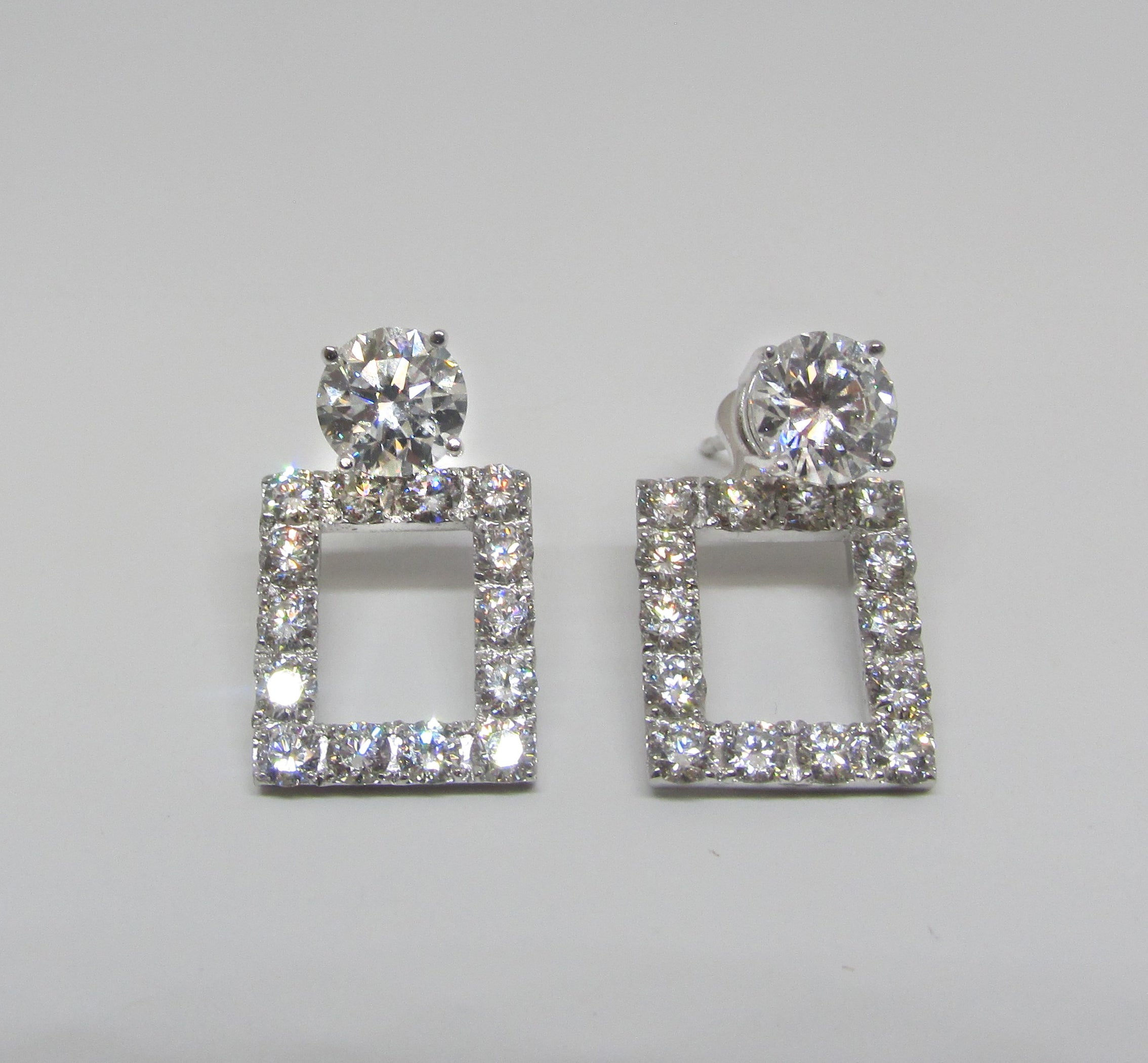 Convertible Diamond Square Shaped Drop Earrings - TheNetJeweler