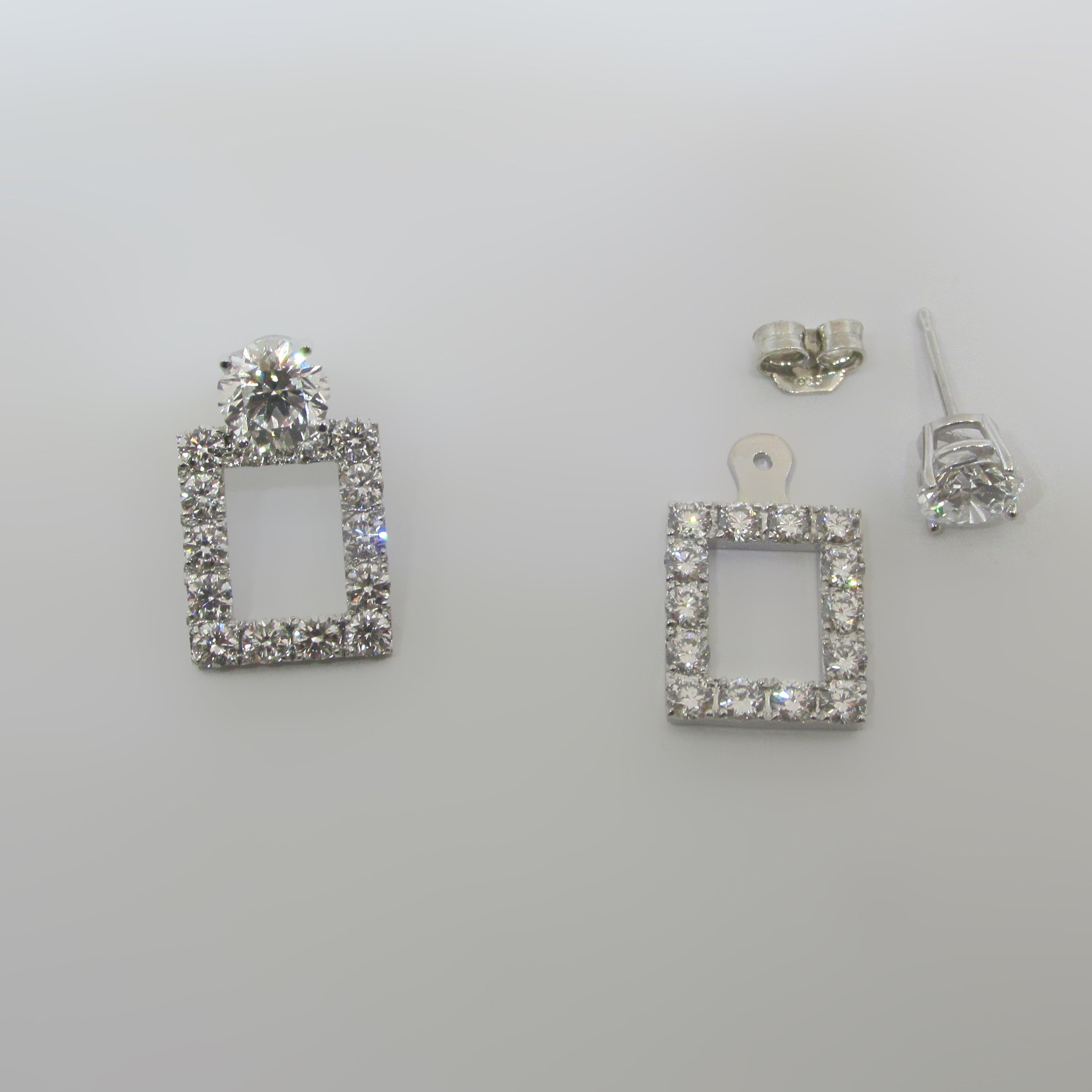 Convertible Diamond Square Shaped Drop Earrings - TheNetJeweler