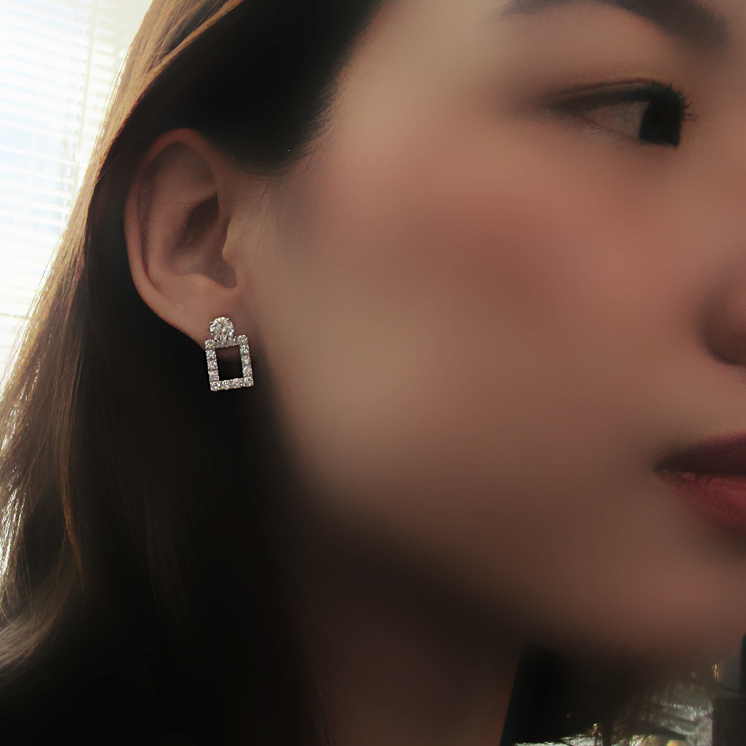 Convertible Diamond Square Shaped Drop Earrings - TheNetJeweler