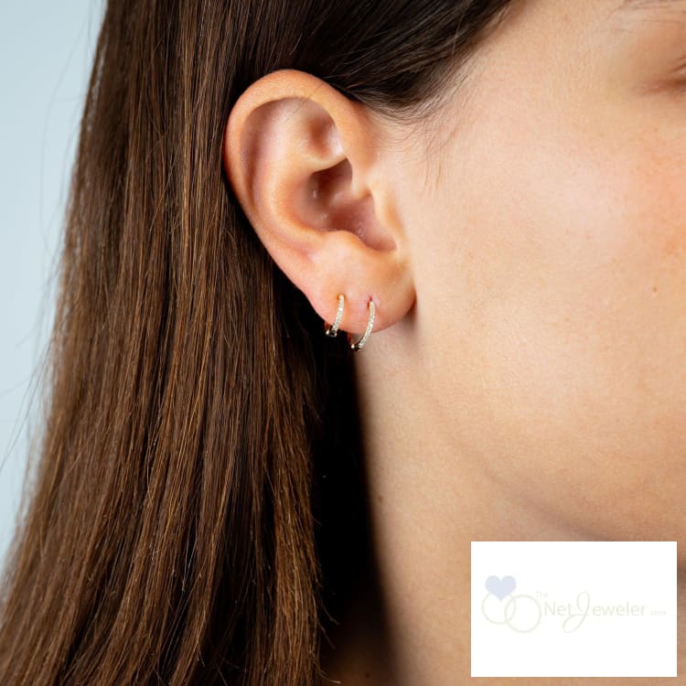 Double Huggie Diamond Earrings-RNB Jewellery