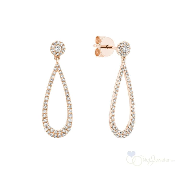 Drop Dangle Pear Shape Diamond Earrings - Rose Gold - Earrings