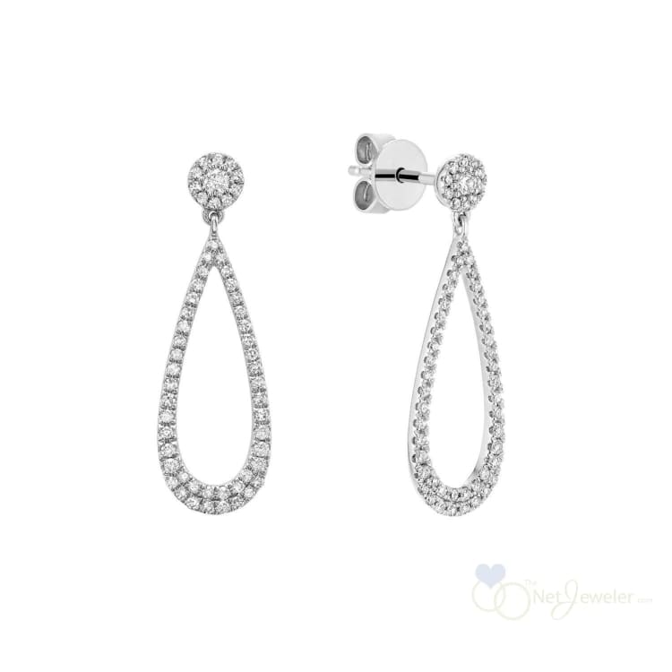 Drop Dangle Pear Shape Diamond Earrings - White Gold - Earrings