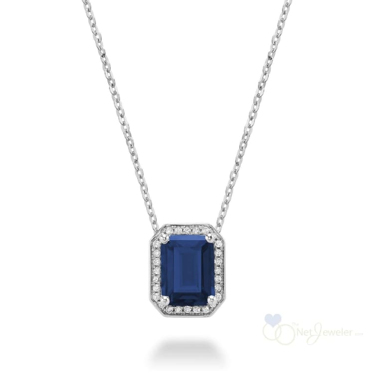 Emerald Cut Colored Stone & Diamond Pendant-RNB Jewellery