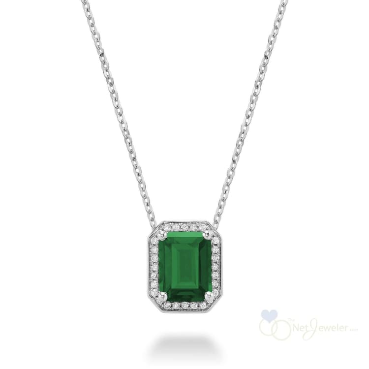 Emerald Cut Colored Stone & Diamond Pendant-RNB Jewellery
