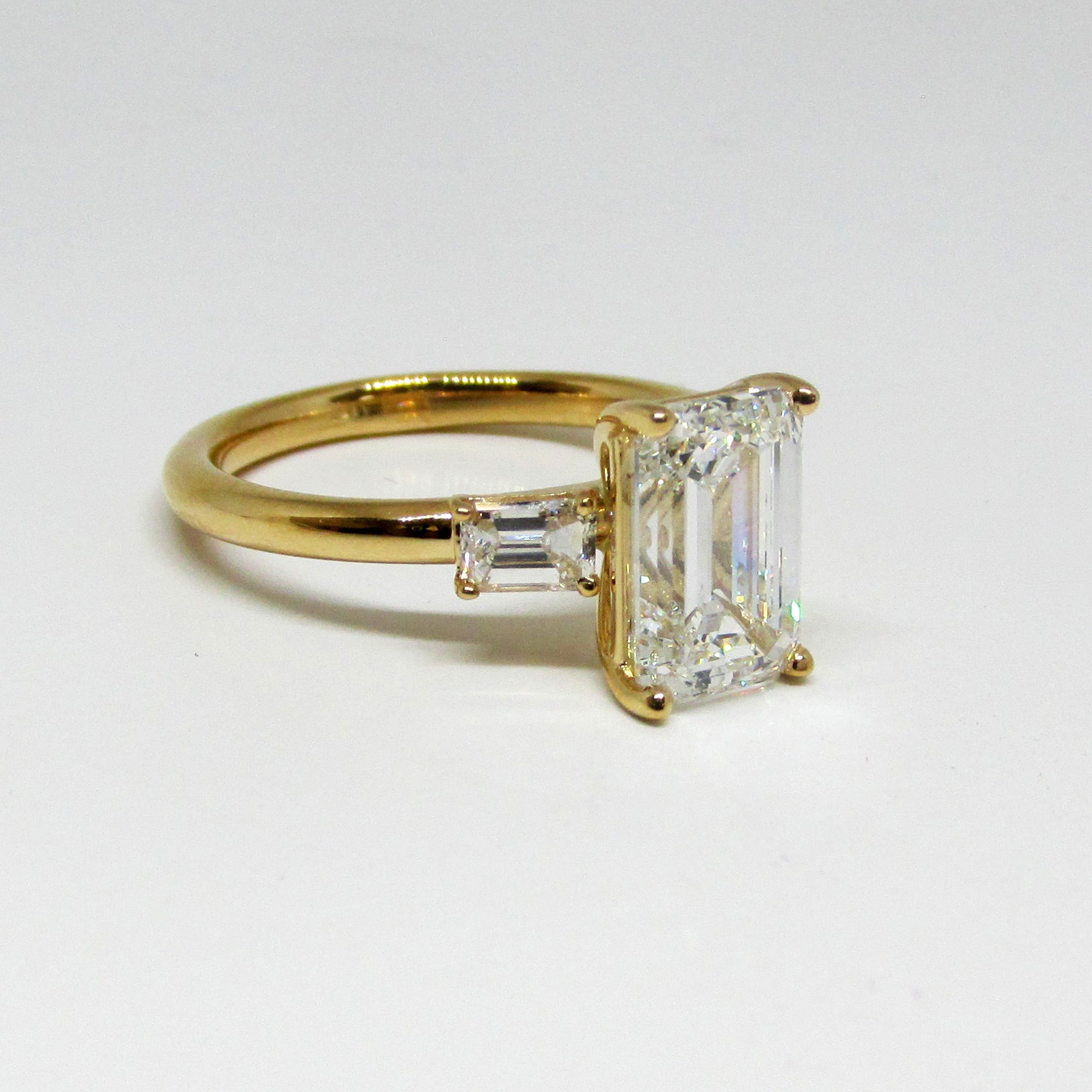 Emerald Cut Diamond Engagement Ring one Side Stone 2.43ctw