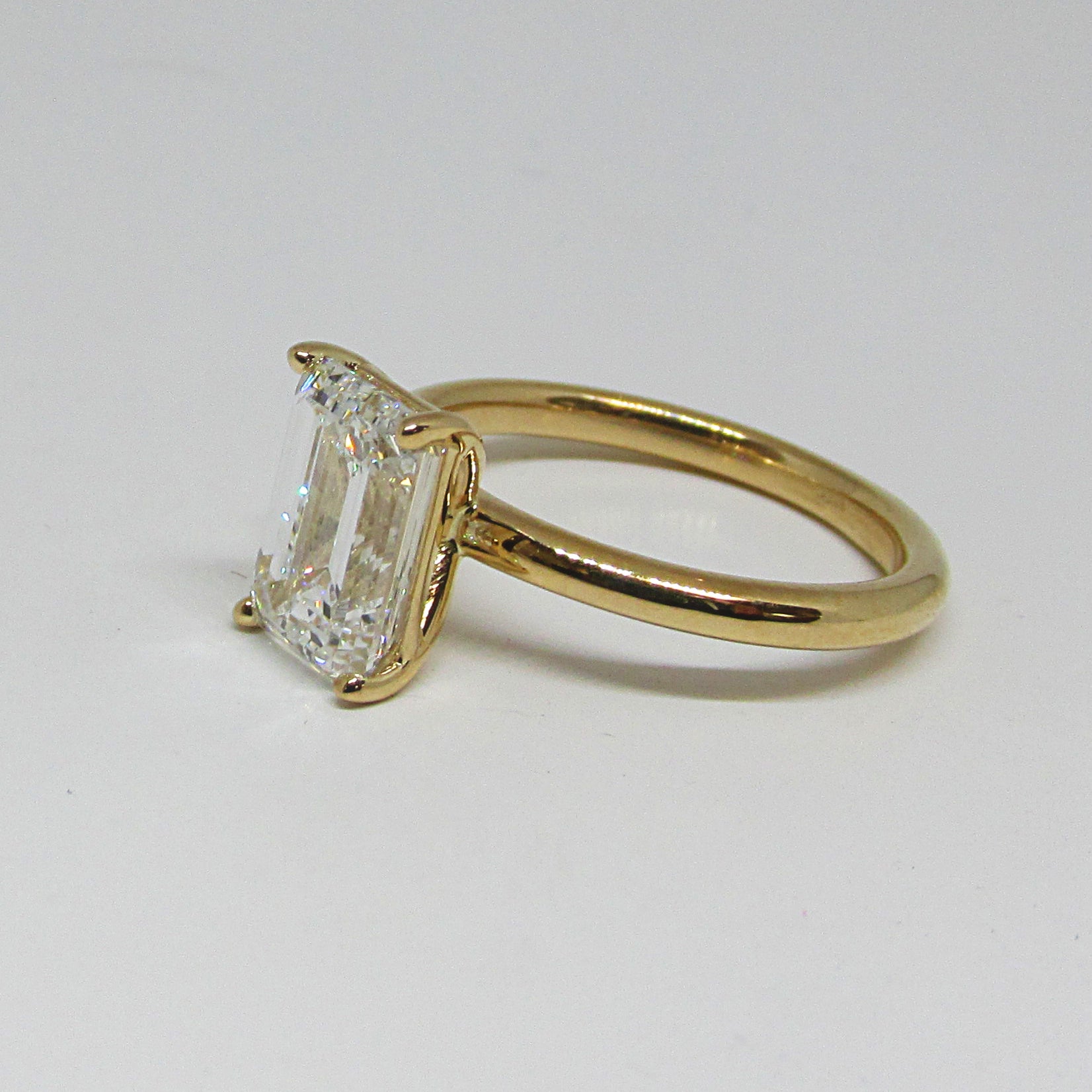Emerald Cut Diamond Engagement Ring one Side Stone 2.43ctw - Thenetjeweler