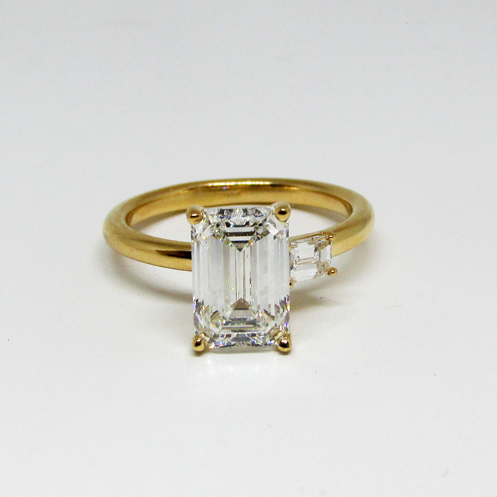 Emerald Cut Diamond Engagement Ring one Side Stone 2.43ctw - Thenetjeweler