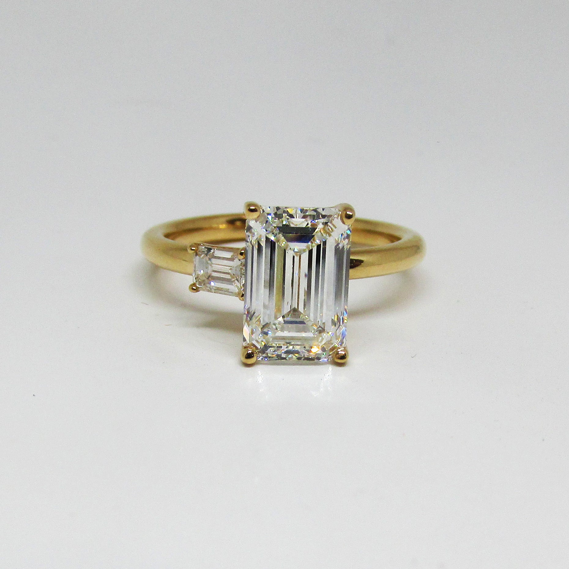 Emerald Cut Diamond Engagement Ring one Side Stone 2.43ctw