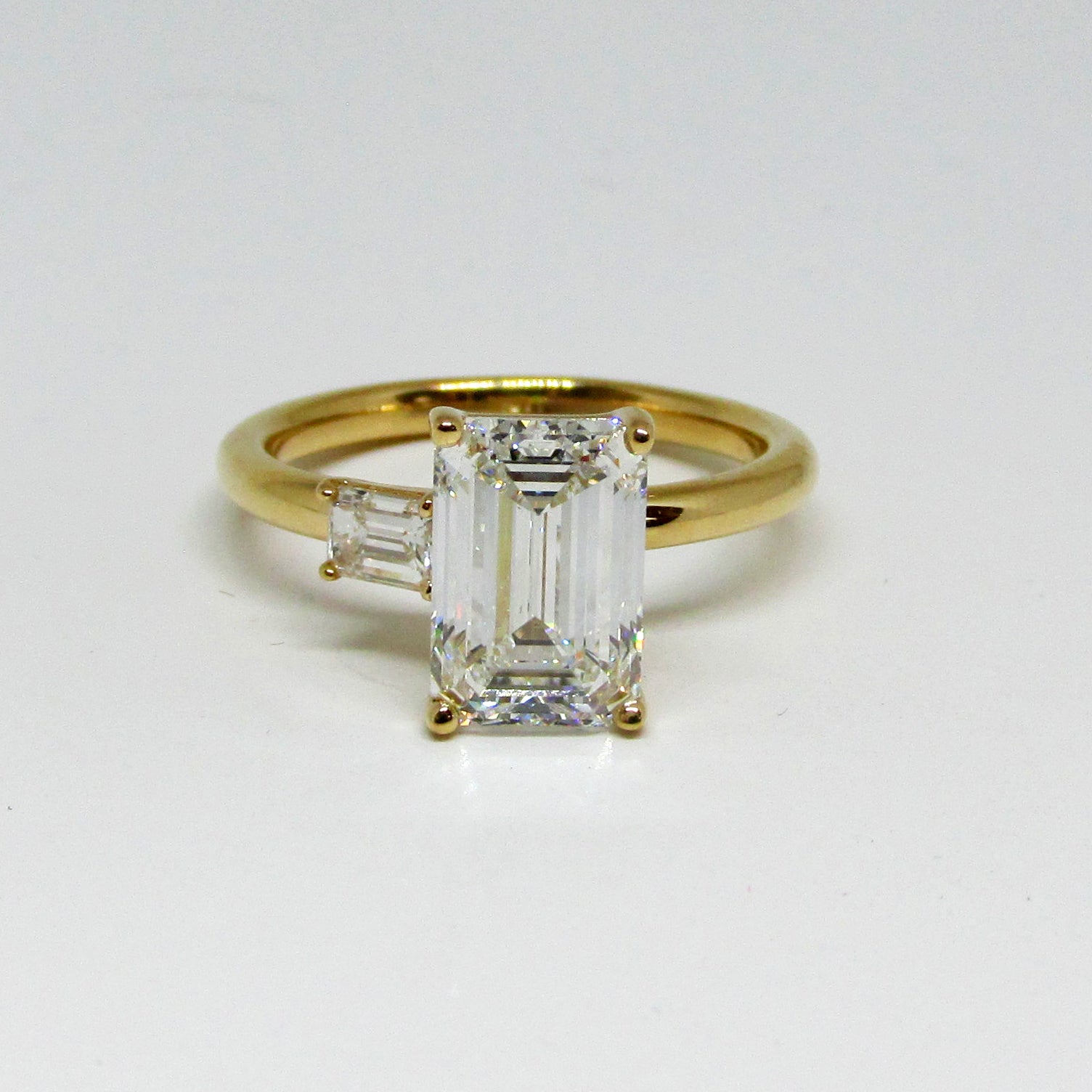 Emerald Cut Diamond Engagement Ring one Side Stone 2.43ctw - Thenetjeweler