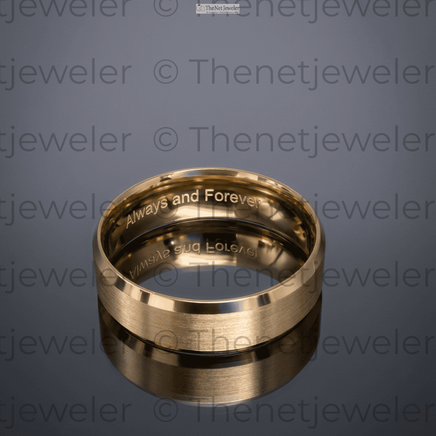 Men's 18K Yellow Gold Brushed Beveled Edge Wedding Band | 6mm Comfort Fit