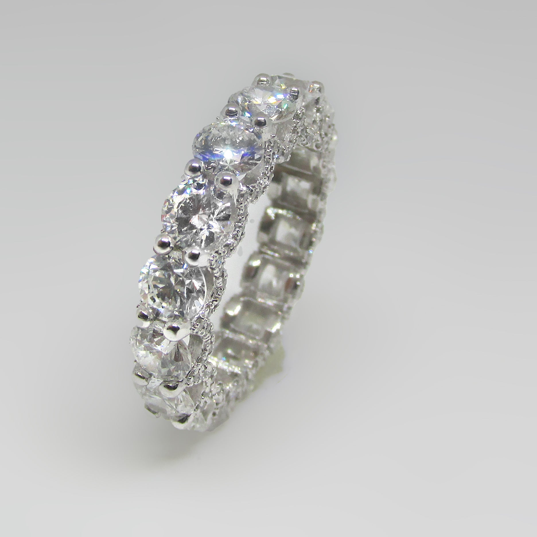 7.5 Carat U Prong Pave  Round Diamond Eternity Band |- TheNetJeweler