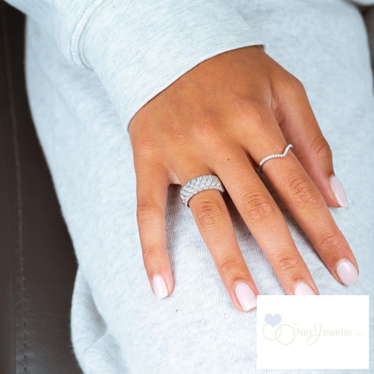 Fancy Wide Semi Eternity Diamond Band-RNB Jewellery