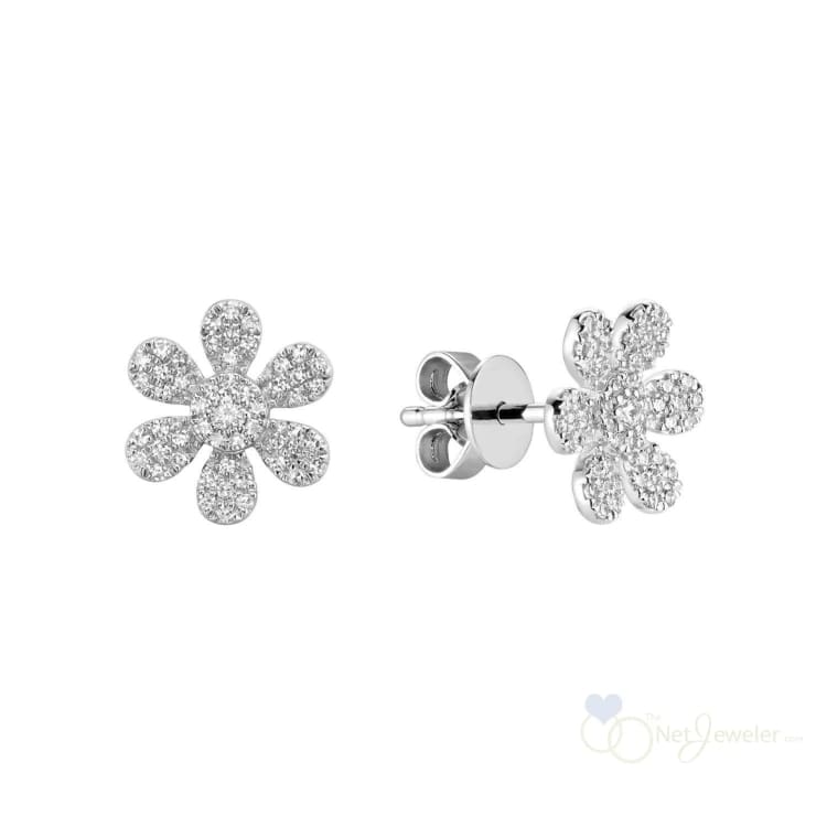 Flower Diamond Stud Earrings-RNB Jewellery