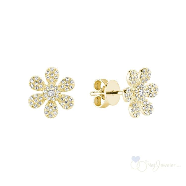 Flower Diamond Stud Earrings-RNB Jewellery