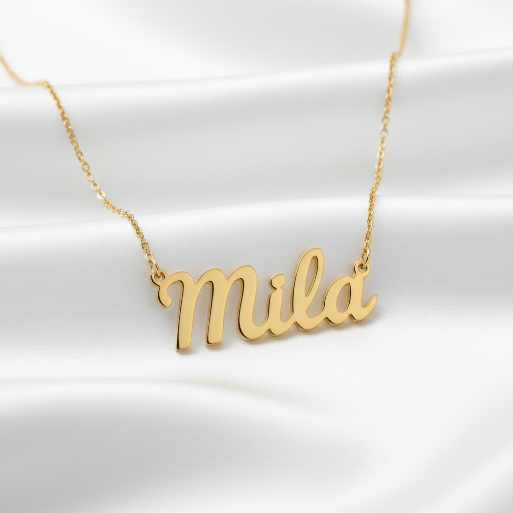 Personalized Name Necklace in Gold – Custom Script Pendant