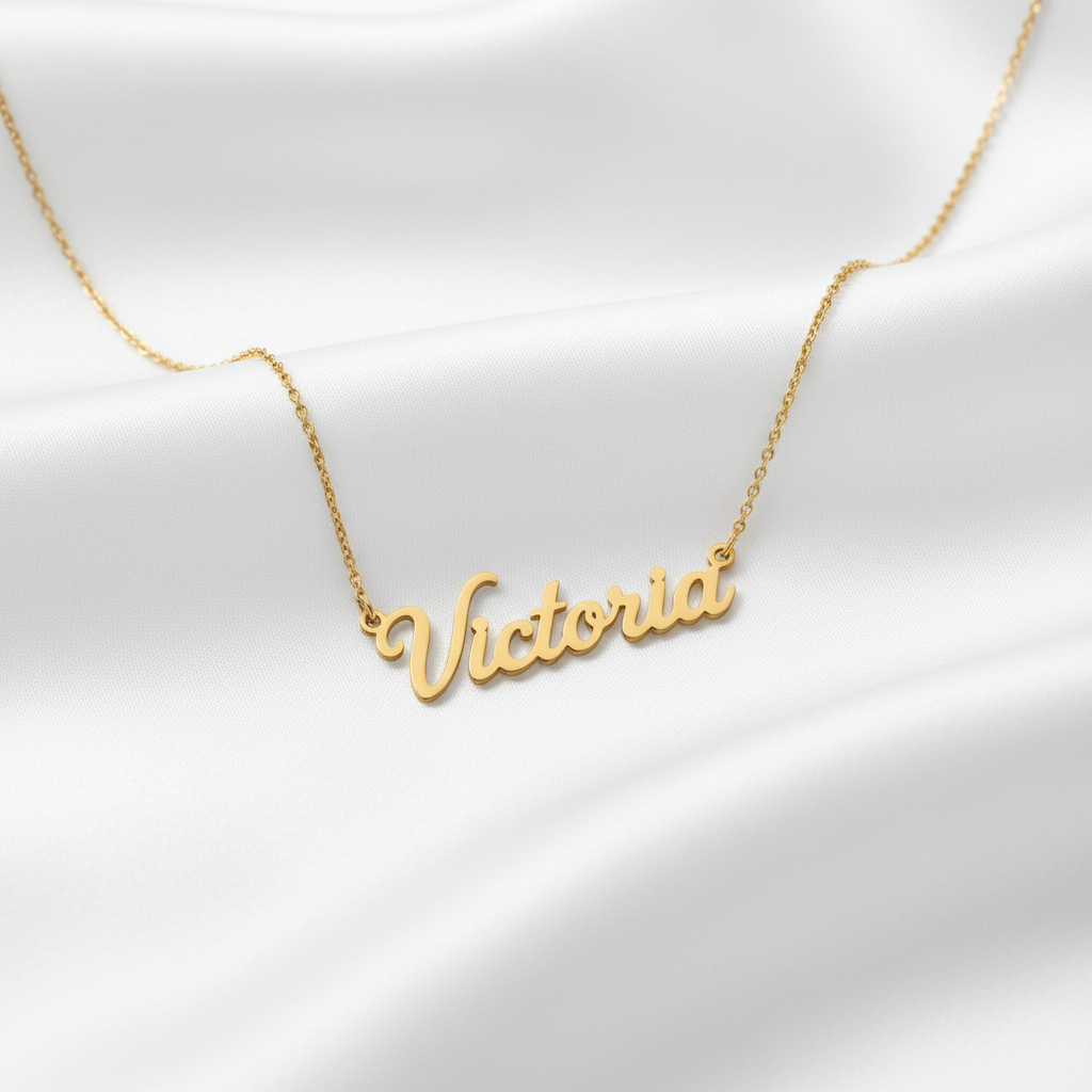 Personalized Name Necklace in Gold – Custom Script Pendant
