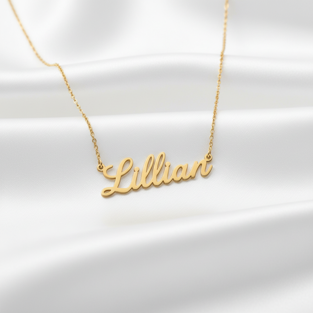 Personalized Name Necklace in Gold – Custom Script Pendant