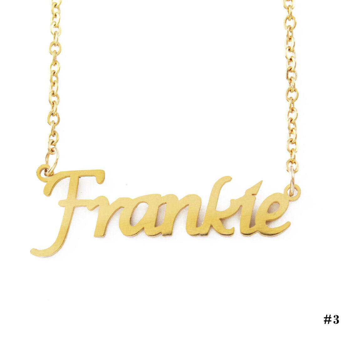 Personalized Frankie Name Necklace in 14K Gold – Custom Script Pendant
